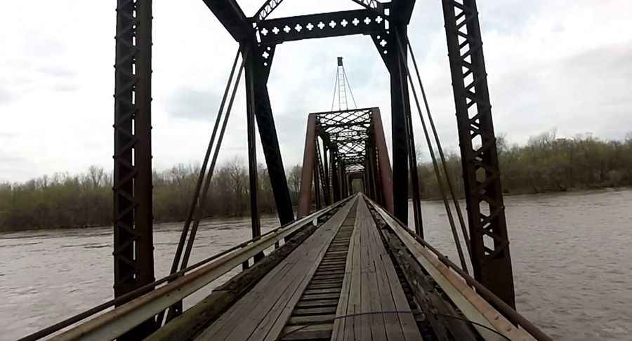 Wabash Cannonball Bridge is a single-lane bridge pretty narrow