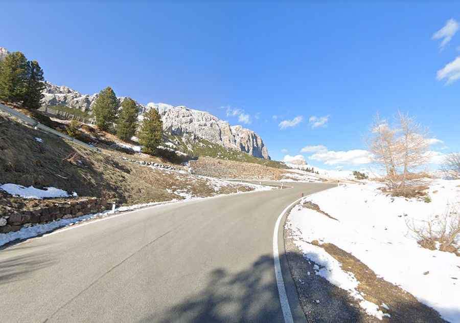 When was the road to Passo Gardena built?